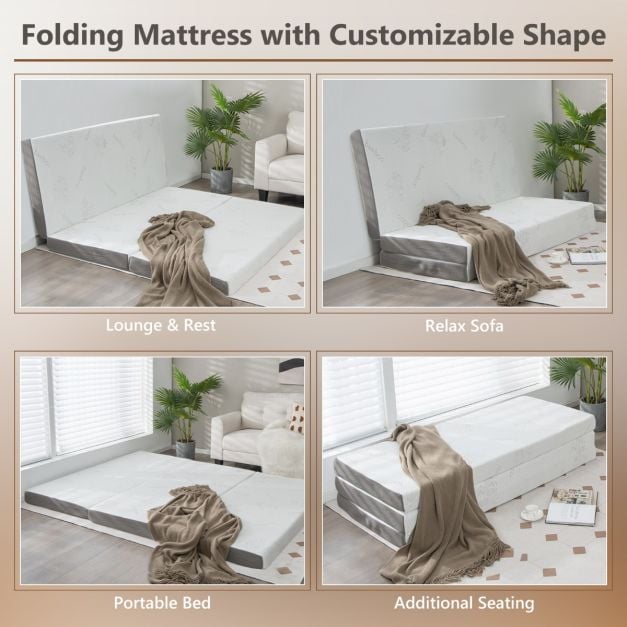 Matelas pliable Coast en mousse à mémoire de forme au gel frais avec housse en bambou et bordures en tissu maillé