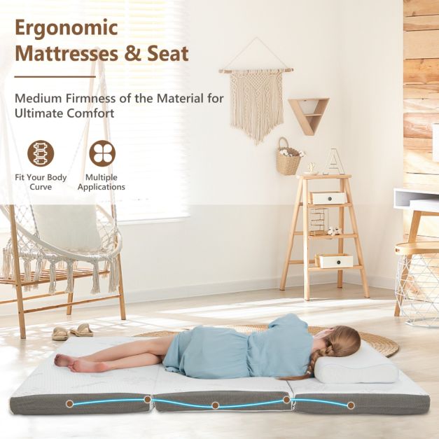 Matelas pliable Coast en mousse à mémoire de forme au gel frais avec housse en bambou et bordures en tissu maillé