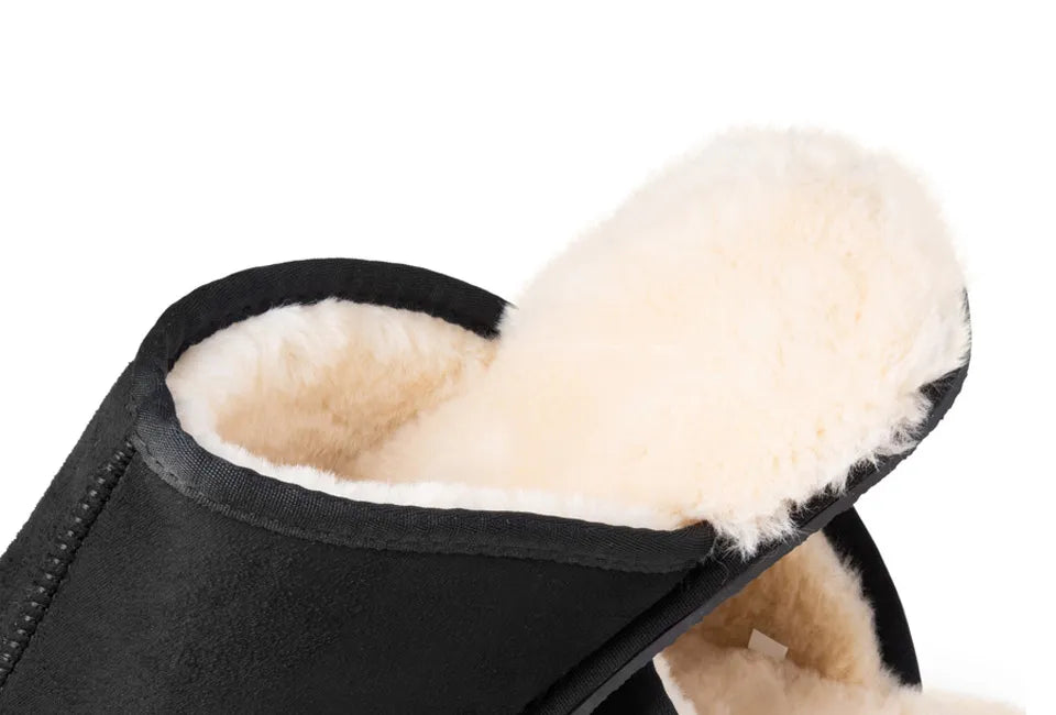 Pantoufles pour homme Milanoro, pointure 45-46 - Fausse fourrure - Micro-suède - Noir