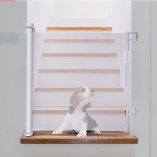 Barrière extensible maxxpro - 11 x 160 x 86 cm - Commande à 1 bouton - Flexible - Blanche