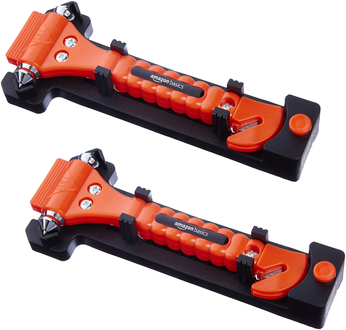 Marteau de secours Amazon Basics - Coupe-ceinture - Housse de protection - Lot de 2 - Orange