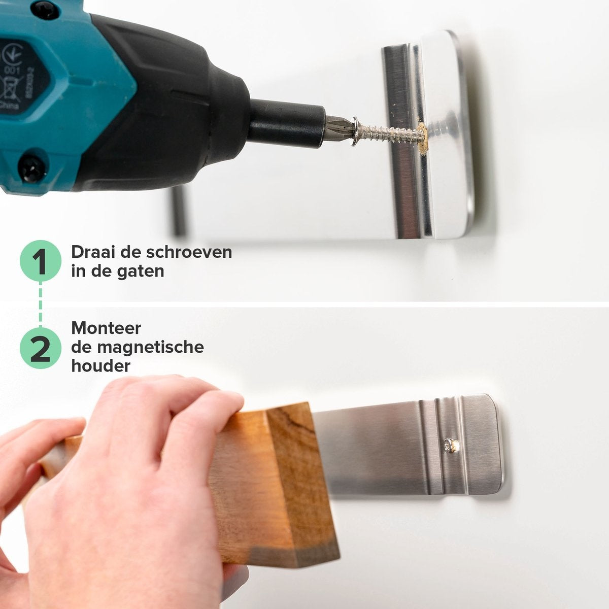 Grand Aimant à Couteaux 40CM - Porte-Couteaux Magnétique en Bois - Fixation par Vis - Bloc à Couteaux Magnétique en Acacia de Coninx - pour 6 à 9 Couteaux de Cuisine
