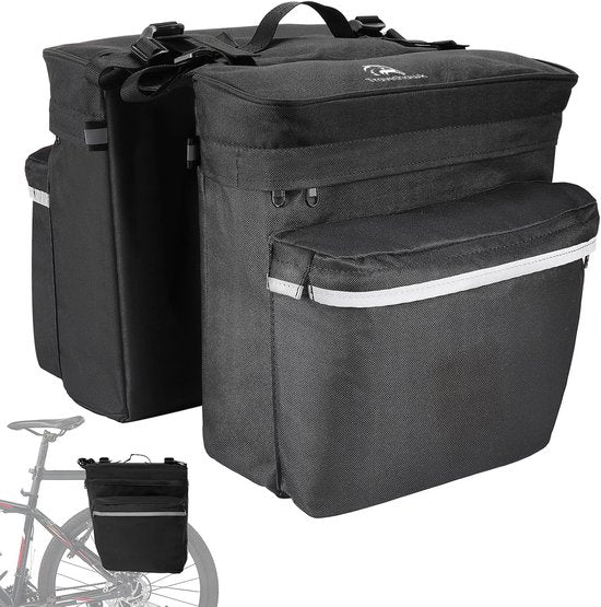 Travelhawk Sac à vélo - Sac à vélo double - Matière imperméable - 34L - Noir - 600D Polyester - Sacoches pour vélos électriques