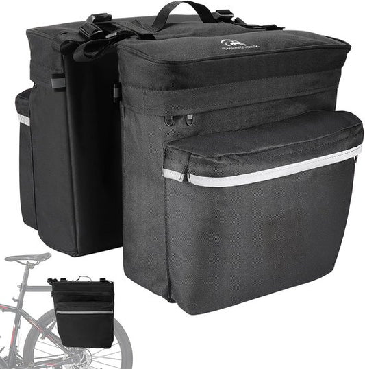 Travelhawk Sac à vélo - Sac à vélo double - Matière imperméable - 34L - Noir - 600D Polyester - Sacoches pour vélos électriques