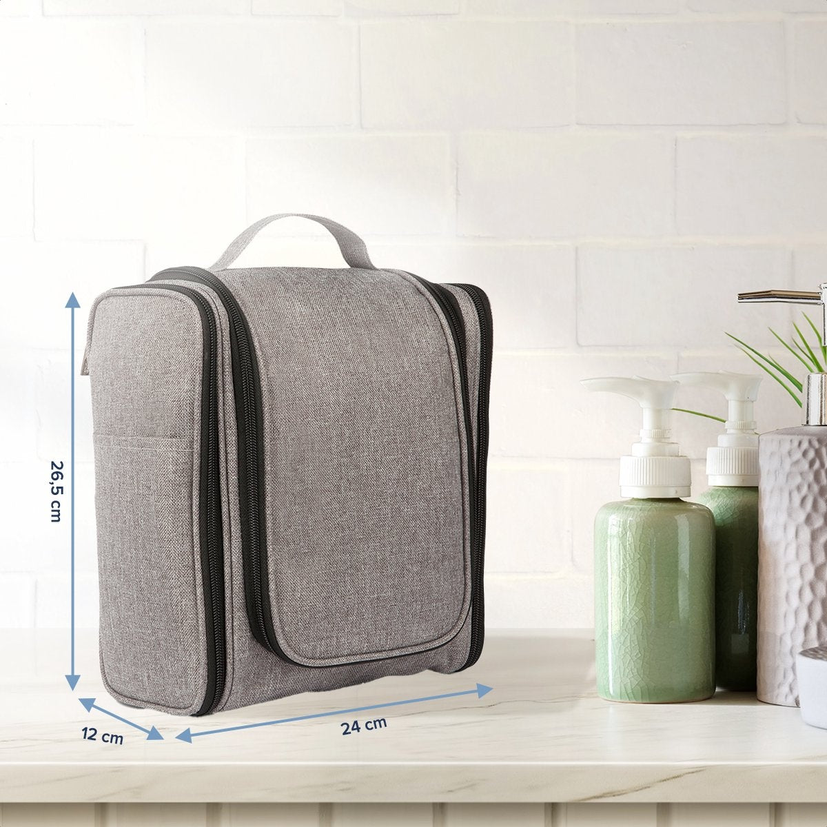 TRVLMORE Trousse de toilette XL - Suspension avec crochet - Gris