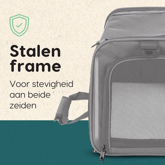 Volcan Travel Bag Cat - Panier de voyage - Sac de transport pour chats - Boîte de transport avec Top Loader - Panier de transport Light Grey