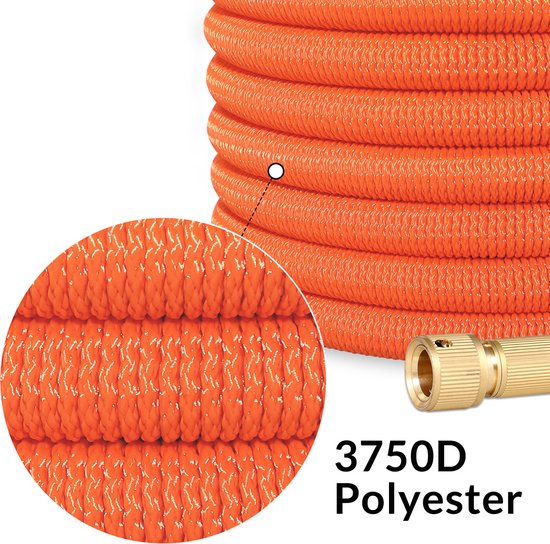 Tuyau d'arrosage flexible Gardebruk - 15m 1/2" 3/4" Inch Wall Mounted - Orange
