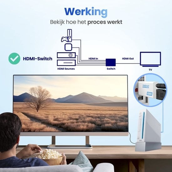 Garpex® Adaptateur HDMI pour connexion Wii - Convient exclusivement à la Nintendo Wii + Câble HDMI de 1,5 m inclus - Full HD 1080p - Convertisseur audio-vidéo adapté à la Wii