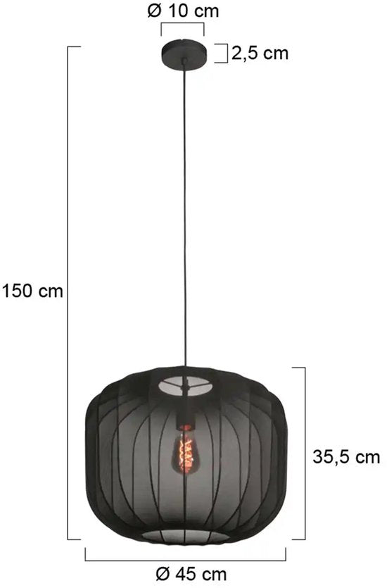Anne Lighting - suspension - Sable - noir - lin et métal - Ø 45 cm - E27 - 4191ZW