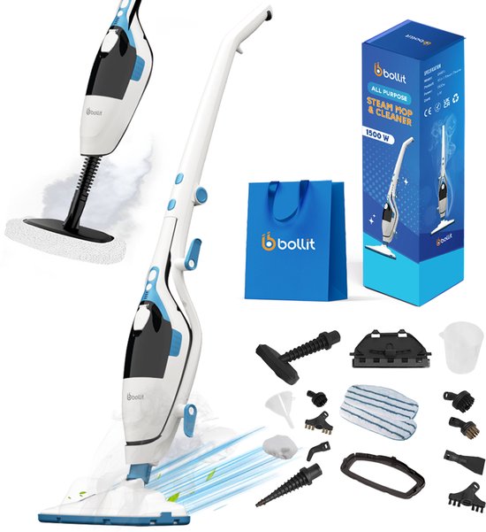 BOLLIT 16 en 1 Nettoyeur à vapeur 1500W - Sèche-mains - Nettoyeur de tapis - Nettoyeur de taches - Nettoyeur à vapeur - Nettoyeur à vapeur à main - Nettoyeur de sols - Vadrouille à vapeur - Nettoyage de sols, canapés, salles de bains et tapis