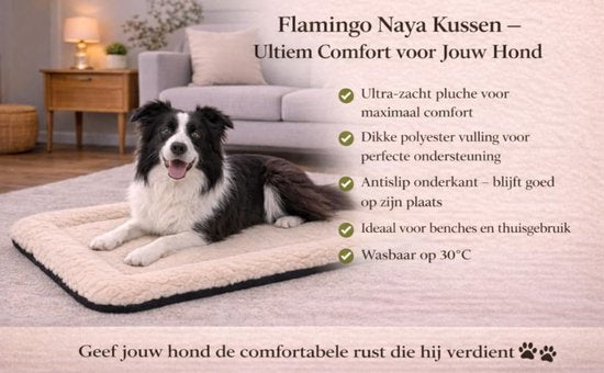 Coussin pour chien – Panier pour chien – Naya Rectangulaire Beige 100,5 x 63,5 cm – confort de couchage moelleux – ajustement parfait – durable