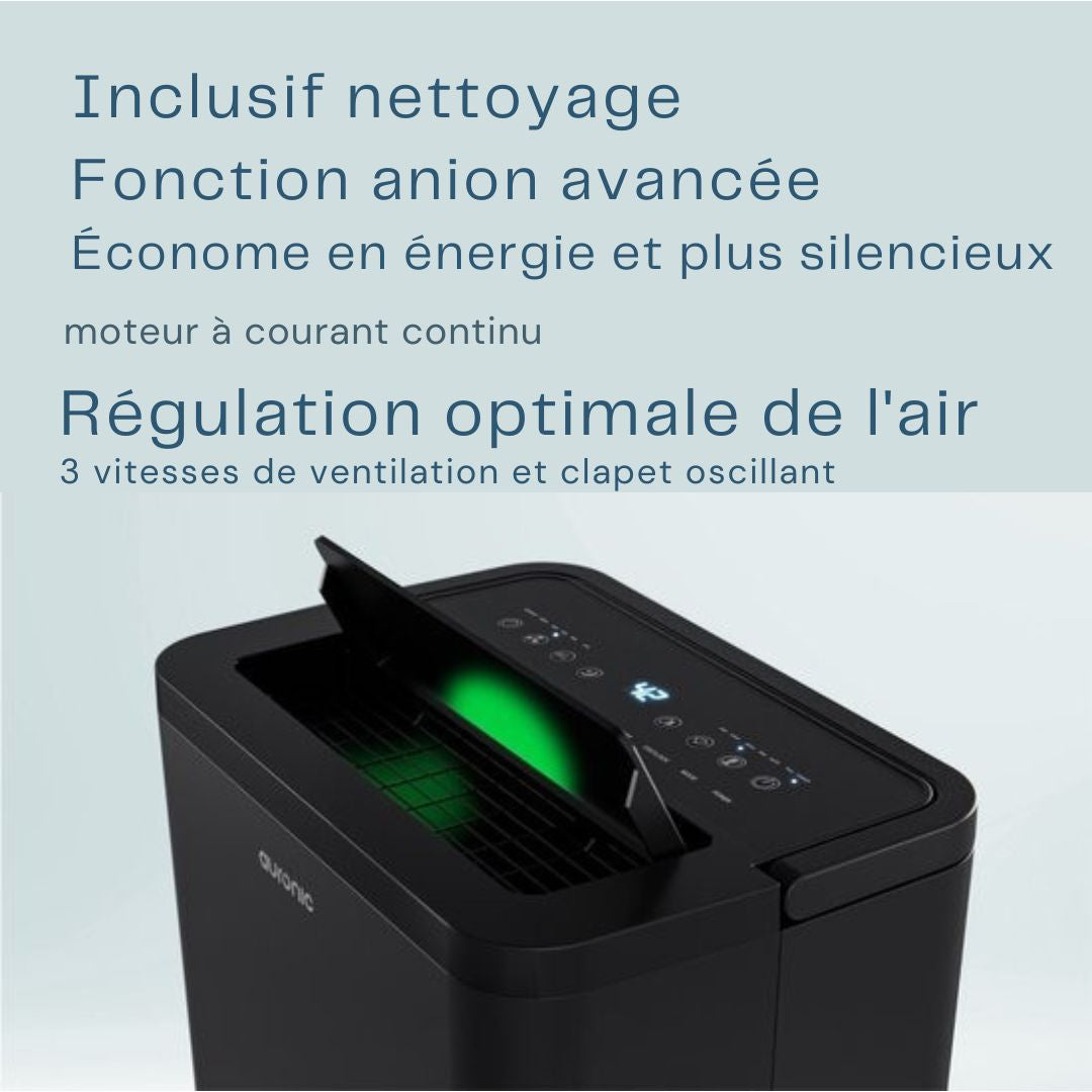 Déshumidificateur Auronic - Compact Pro Plus - 24L - Chambre à coucher, salle de bain, salon et bureau - Hydratant pour l'intérieur - Noir
