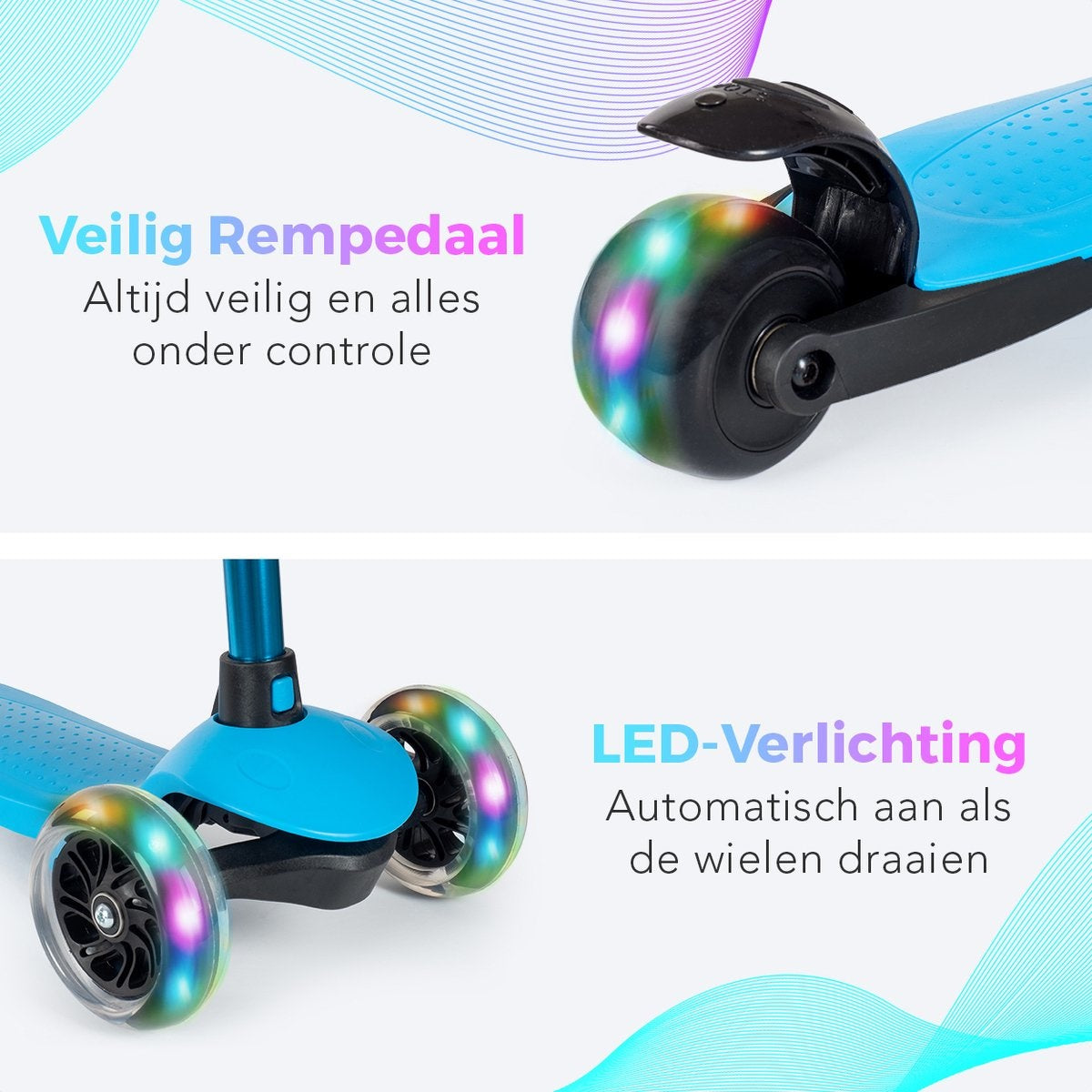 Trottinette pour enfants - LifeGoods HappyStep - 2-5 ans - 3 roues lumineuses - Garçons/Filles - Bleu