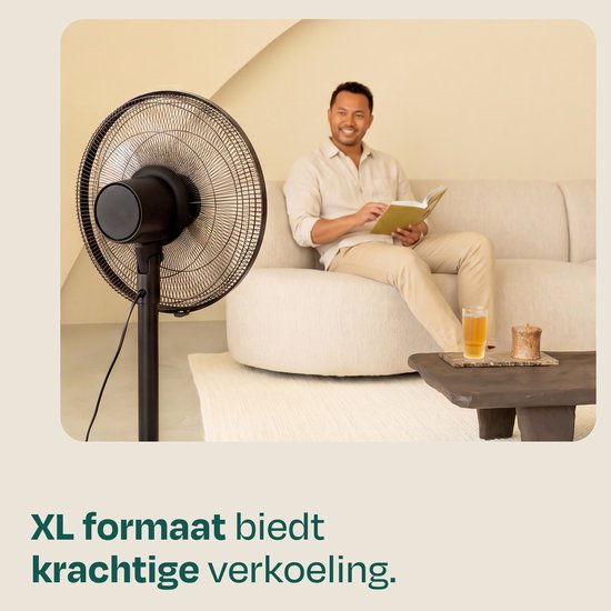 Ventilateur de sol VONROC - Ø 45,5 cm - 3 vitesses – minuterie - réglable sur 3 hauteurs - télécommande incluse - noir