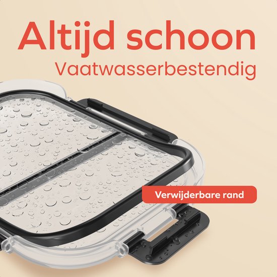 KitchenBrothers Meal Prep Trays Set - With Separation - Glass Food Storage Trays - Two Compartments - Airtight - BPA Free - Freezer Trays - Storage Trays - 5L - Glass - 5 Pieces