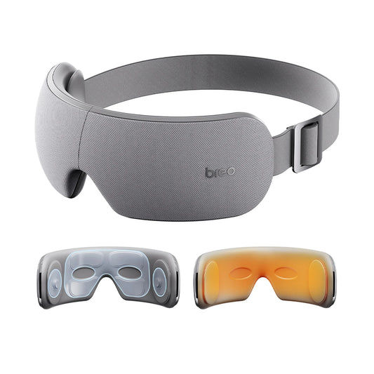 Breo EM005 Masque pour les yeux et le sommeil avec fonction de massage et de chaleur – Compression d'air, massage des tempes, USB-C – Noir