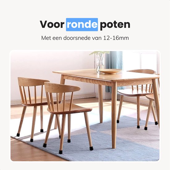 Air Protège-jambes de chaise avec feutre - 32 pièces - Capuchons 12-16mm - Avec feutre anti-rayures - Rond - Noir - Protection du sol - Bas de jambe de chaise - Noir