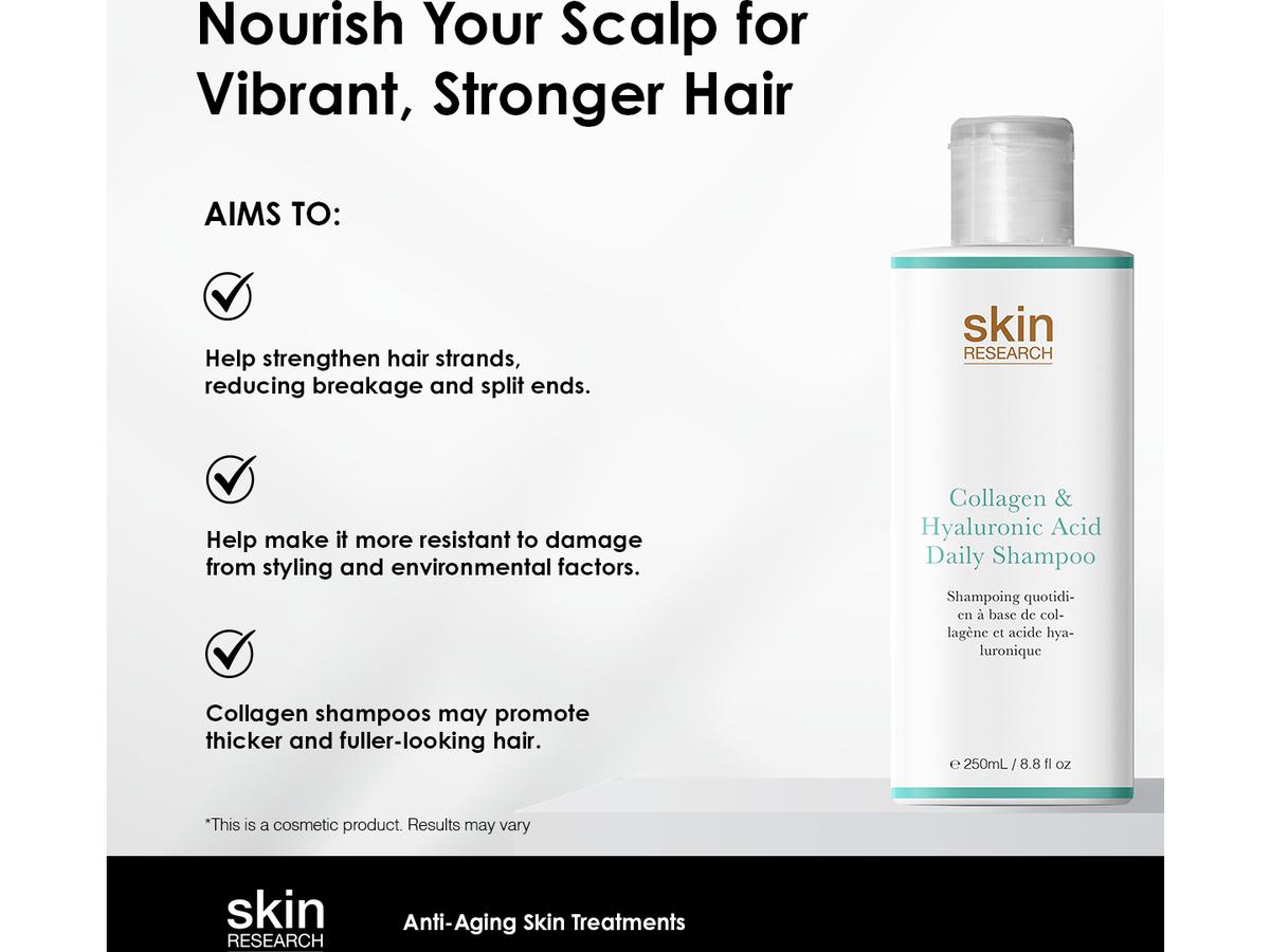 Shampoing Skin Research Daily - Collagène et acide hyaluronique - 250 ml - Transparent