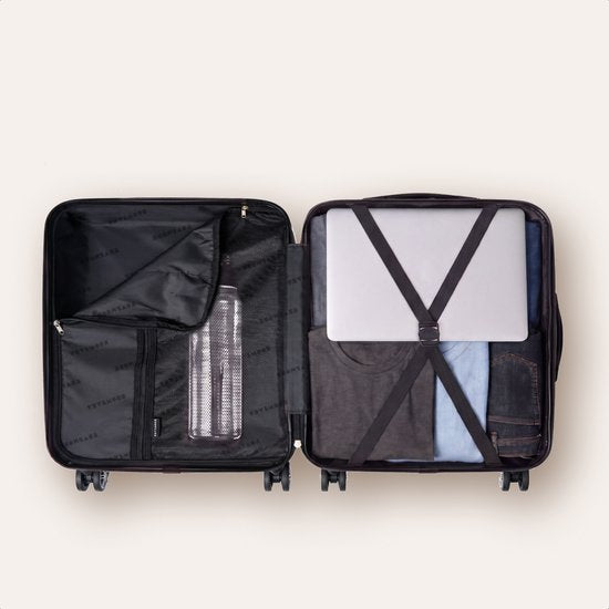 Valise cabine TRVLMORE - 40 x 30 x 20 cm - À placer sous le siège - 24 L - Serrure à combinaison - 4 roulettes - Bleu foncé