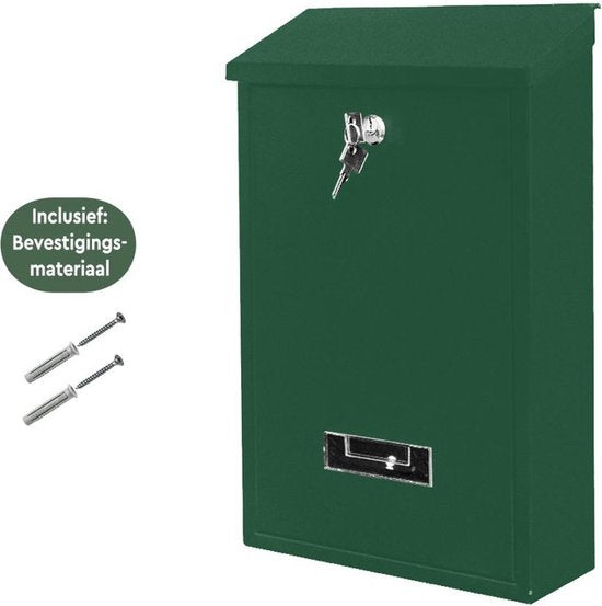 BRASQ Letterbox Green - Boîte aux lettres murale avec serrure - Boîtes aux lettres - Boîte aux lettres moderne avec plaque d'identification - avec matériel de montage et 2 clés - cylindre de serrure - acier inoxydable
