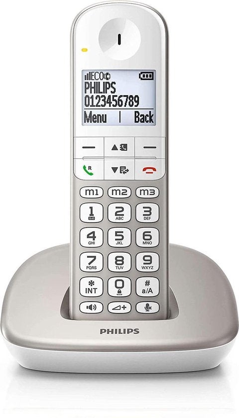 Philips XL4901S - Téléphone DECT - Téléphone sans fil pour personnes âgées avec 1 combiné - Grandes touches, augmentation du volume et compatibilité avec les aides auditives - Blanc