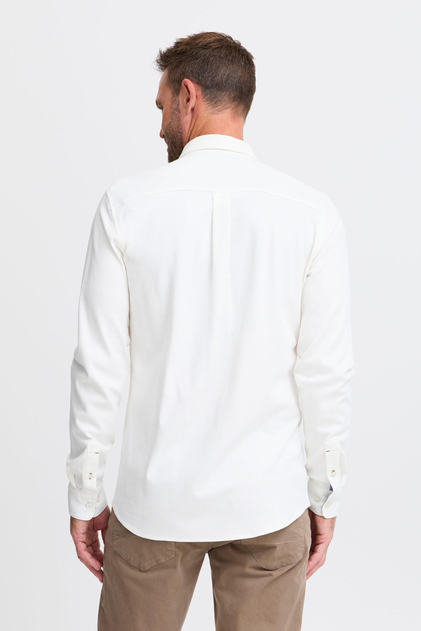 Chemise - Homme - Col Kent - Mélange de coton - Coupe Regular - M - Blanc