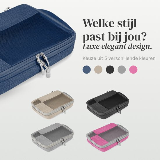 Skycases Travel Essentials Packing Cubes - Lot de 6 pièces - Organisateurs de compression de luxe en nylon de haute qualité - Peu encombrant et durable - Idéal pour le voyage - Bleu foncé