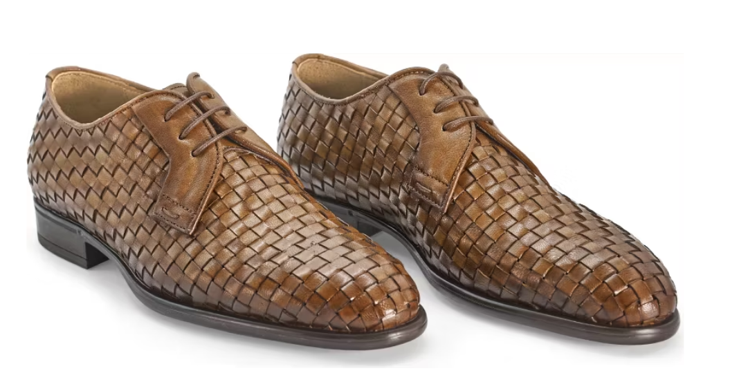 Giorgio Bufalino Chaussures en cuir tressé - Cognac - taille 47 - Style et luxe à l'italienne