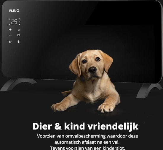 FlinQ Smart Panel Heater with WiFi - Chauffage électrique - Panneau chauffant - Chauffage électrique - Convecteur - Chauffage portable - 2000W - Noir