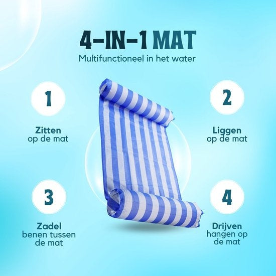 Travelly - Hamac d'eau de luxe - Hamac - Matelas d'air - Matelas d'air Piscine - Hamac d'eau - Bleu