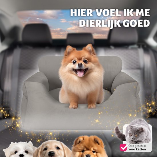 tectake® Siège auto pour chien Milow - Rembourré avec ligne de sécurité - Siège auto pour chien - Panier pour chien - Siège auto pour chien confortable et sûr - couleurs div. - 55x50x29cm - gris