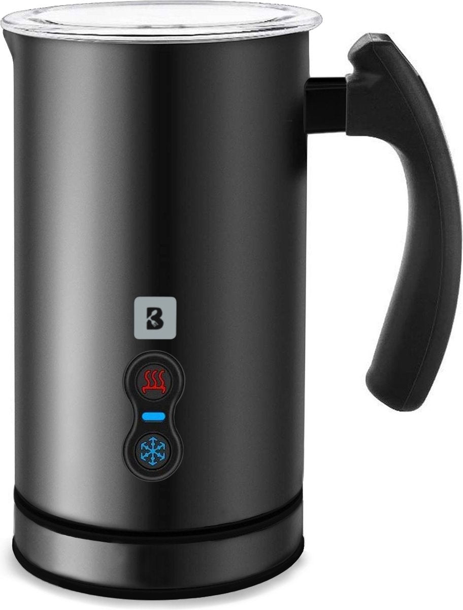 KitchenBrothers Mousseur à lait électrique - Pour Cappuccino et Latte -3 en 1 : mousse chaude ou froide, chauffage - 240 ML - Noir
