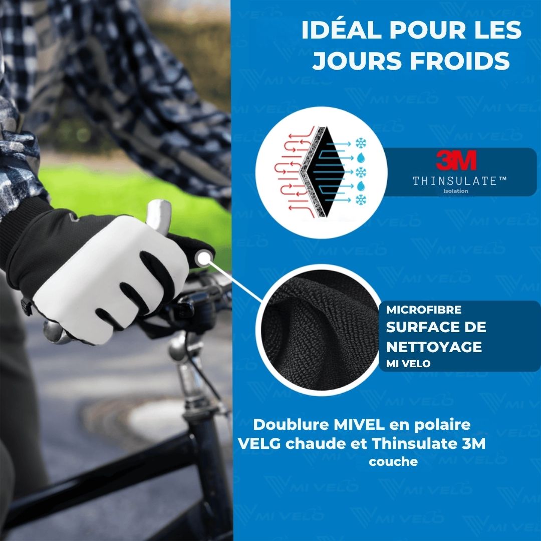 Gants d'hiver MIVELO THERMO-FIT - Polaire thermique & 3M Thinsulate - Unisexe - Taille S - Noirs & Blancs