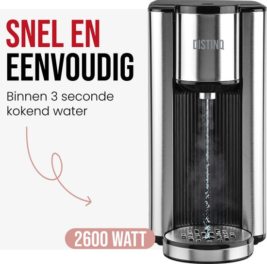 DistinQ Distributeur d'eau chaude - Bouilloire instantanée de luxe - 2,5 litres - Robinet d'eau chaude avec réservoir amovible - bouilloire