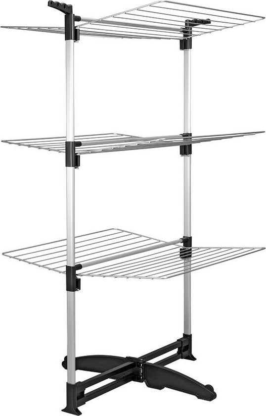 Tomado - Tour de séchage Ciclone - 40 mètres de longueur de séchage - Gris argenté - Pliable - Avec crochets pour cintres - Aluminium et métal -.