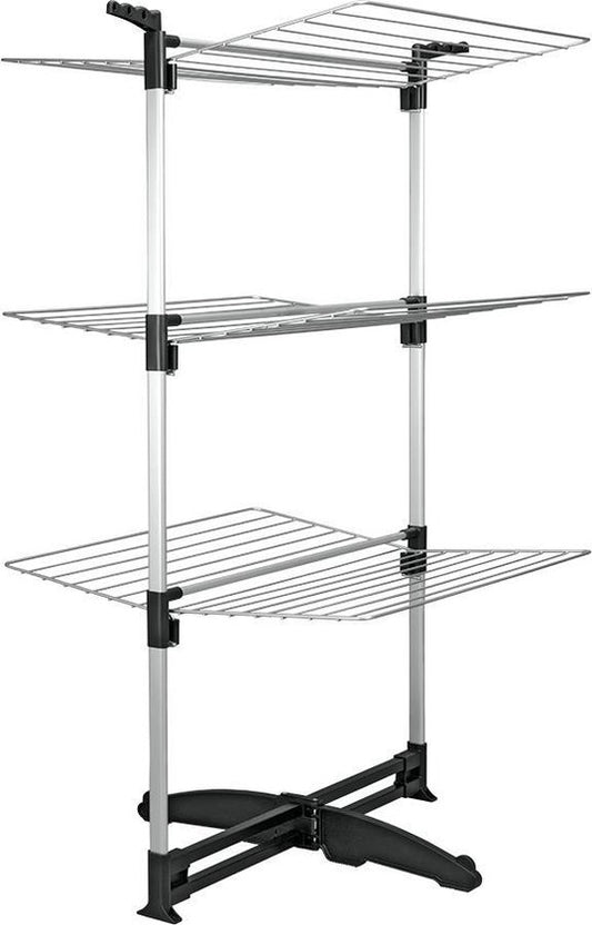 Tomado - Tour de séchage Ciclone - 40 mètres de longueur de séchage - Gris argenté - Pliable - Avec crochets pour cintres - Aluminium et métal -.