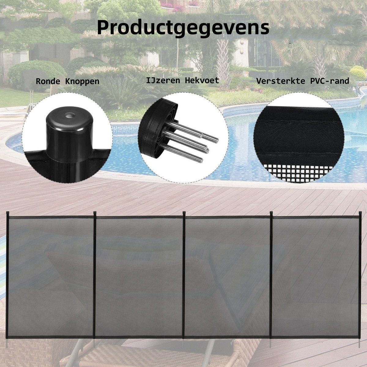 Barrière de piscine Coast pour enfants - Barrière de sécurité pour jardin et piscine - Barrière pour bassin - 360 x 125 cm