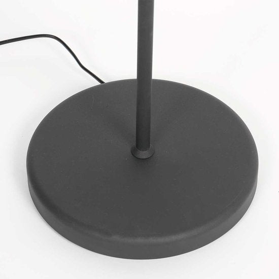 Lampadaire Bella 3407ZW - Noir avec bras pivotant, rabattable et interrupteur à tirette - Mexlite - Design intemporel alliant plastique, métal et composants électroniques, hauteur 135 cm, portée 45 cm