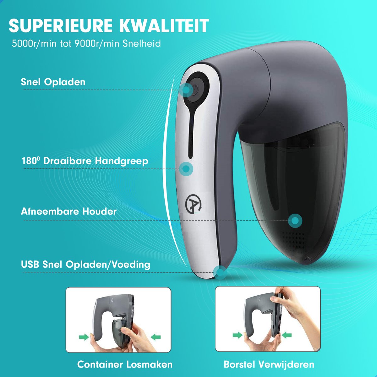 AG180 Brosse à peluches électrique - Sans fil - Brosse à peluches - Ramasseur de peluches - Rouleau à peluches - Brosse à peluches - Gris