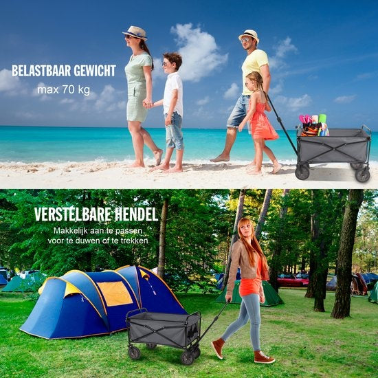 Camp Active - Wagon pliable - Facilement pliable - Stockage compact - Noir