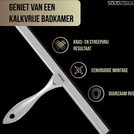 Essuie-douche en acier inoxydable - Extracteur de douche de luxe - Crochet de suspension sans perçage - Extracteur de douche chromé