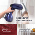 LEBENLANG Défroisseur à linge - 1500W - Réservoir d'eau de 300 ml - Gant et accessoires inclus - Bleu