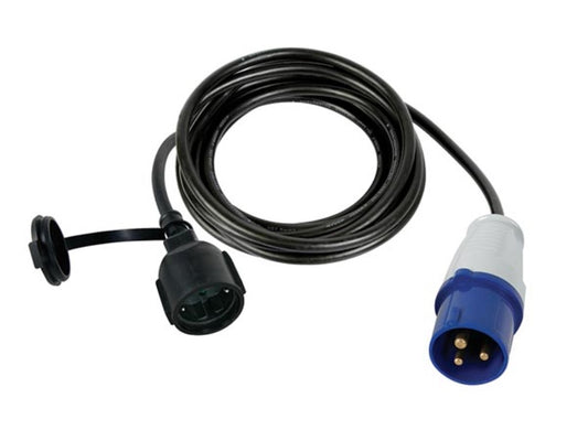 Câble adaptateur Perel : de la fiche Schuko à la fiche CEE - 3 m - IP44 - Caoutchouc