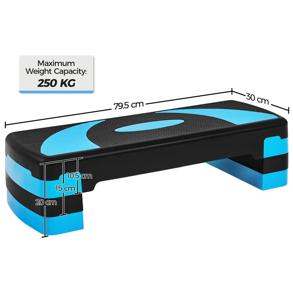 Yaheetech Aerobic Step - Stepboard réglable - Stepper de fitness - 3 hauteurs - Antidérapant - Bleu