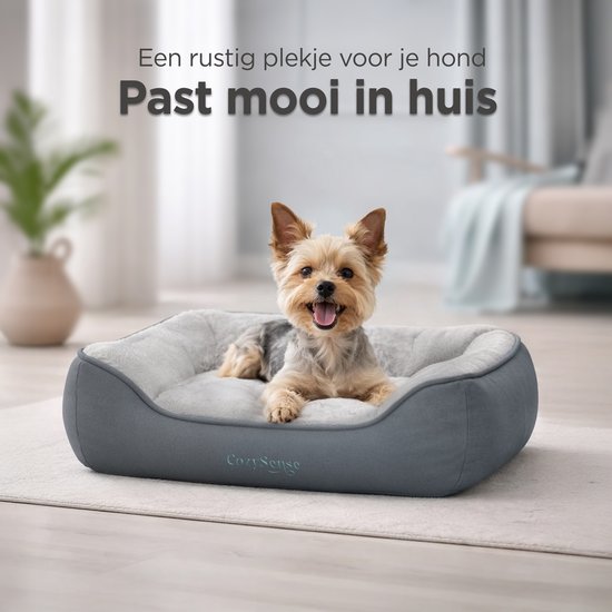 CozySense® Coussin orthopédique pour chien 75x45 cm Taille M - Imperméable et lavable - Coussin de banc et lit pour chien - Tissu Sherpa ultra doux - Gris & Anthracite