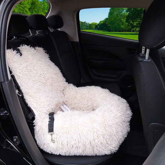 By Cee Cee Car Seat Dog Deluxe Back Seat - Dog Basket Car With Safety Strap - Car Basket Dog - Dog Seat - Large Dog - Beige - Size M