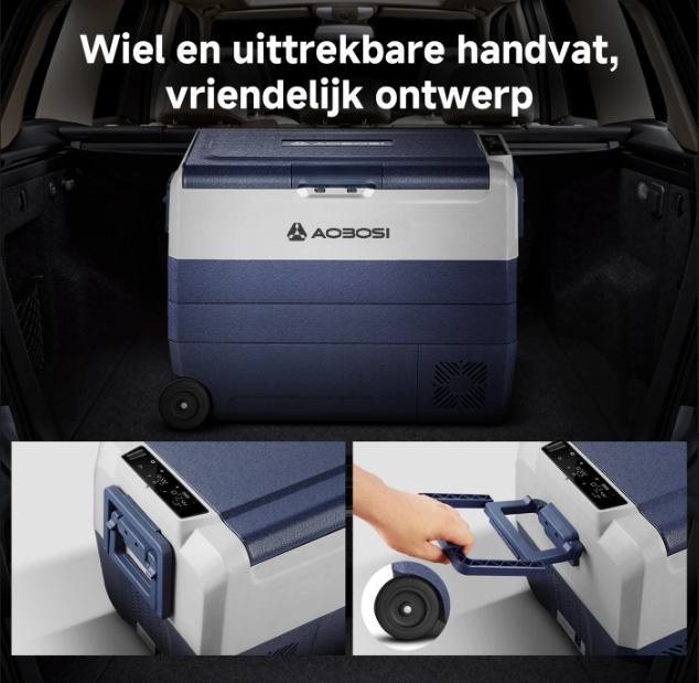 Glacière à compresseur AAOBOSI 60 L à deux zones - Commande via application - 12/24 V et 230 V - Noir
