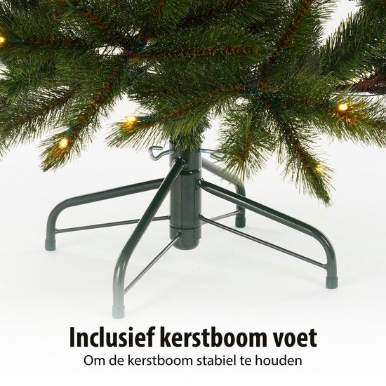 Sapin de Noël artificiel Triumph Tree Bristlecone - Sapin de Noël avec éclairage et 240 LED - Sapin artificiel à structure articulée - H 215 x Ø 127 cm - Vert foncé - Pour l'intérieur