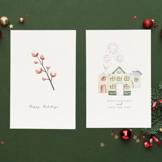 Partizzle 36x Cartes de Noël de luxe avec enveloppes - Cartes de Nouvel An - 2025 Collection / 12 Designs