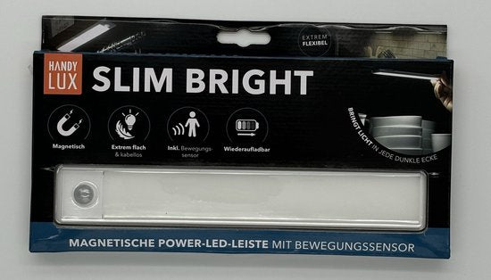 HandyLUX Slim Bright Power LED, lot de 2 - Barre LED magnétique avec capteur de mouvement - Sans fil, légère et utilisable partout